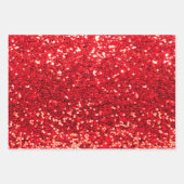 Festliche Imitate Roter Glitzer Party Weihnachten Geschenkpapier Set (Vorderseite)