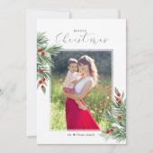Festliche immergrüne WeihnachtsFoto-Karte Einladung (Vorderseite)