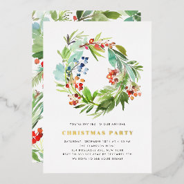 Festliche Junioren und Holly Wreath Weihnachts-Par Folieneinladung