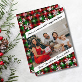 Festliche Kariert- und Schneeflocken-Urlaubskarte Feiertagskarte