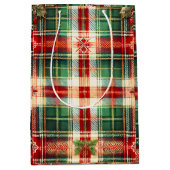 Festliche Karierte Weihnachtsgeschenktasche mit Sc Mittlere Geschenktüte (Vorderseite)