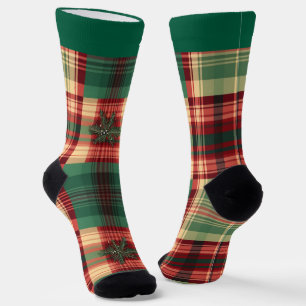 Festliche Karierte Weihnachtssocken mit Namen Socken