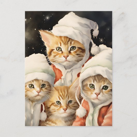 Festliche Kätzchen Feiertagspostkarte (Vorderseite)