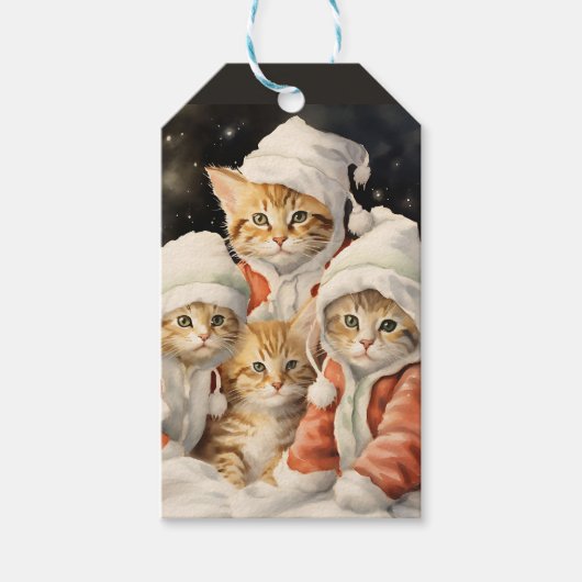 Festliche Kätzchen Geschenkanhänger (Vorderseite)