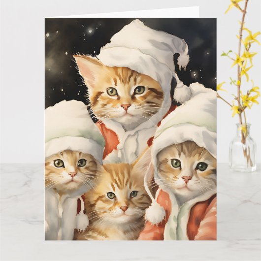 Festliche Kätzchen Karte (Gelbe Blume)