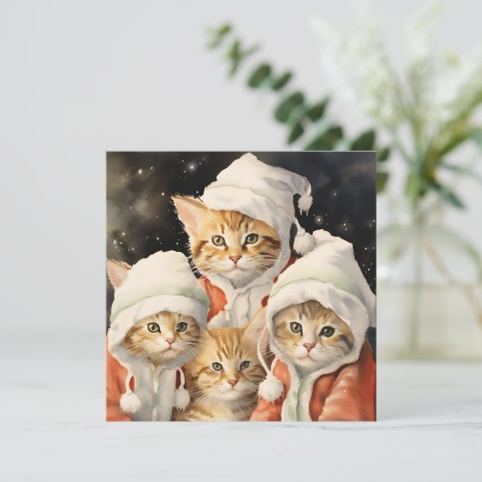 Festliche Kätzchen Karte (Stehend Vorderseite)