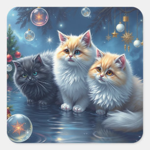 Festliche Katzenaufkleber Quadratischer Aufkleber