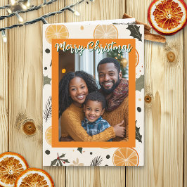 Festliche Kiefer und Orangen Weihnachten Personali Karte