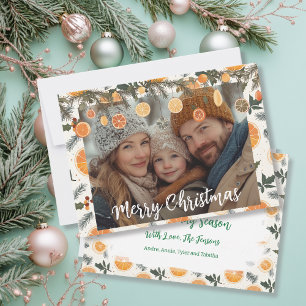 Festliche Kiefer und Orangen Weihnachten Personali Karte