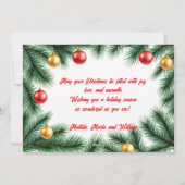 Festliche Kiefernzweige Baubles Foto Weihnachten (Rückseite)