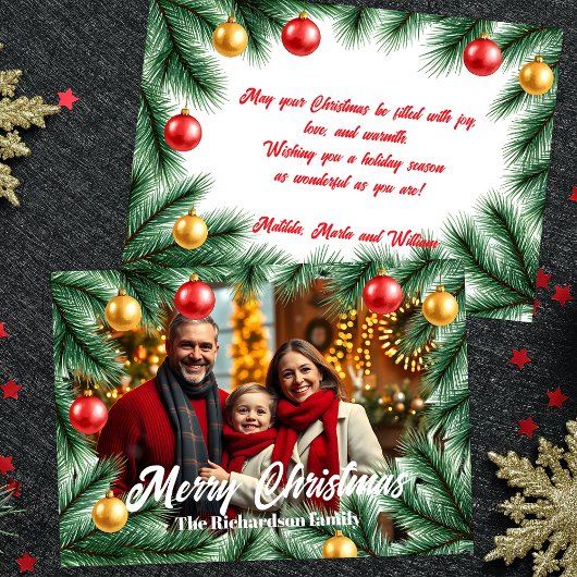 Festliche Kiefernzweige Baubles Foto Weihnachten