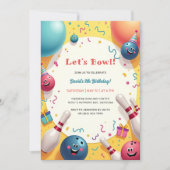 Festliche Kinder Bowling Geburtstagsparty Einladung (Vorderseite)