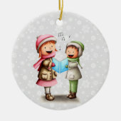 Festliche Kinder singen Weihnachtslieder Keramik Ornament (Vorne)