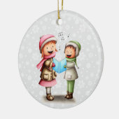 Festliche Kinder singen Weihnachtslieder Keramik Ornament (Links)