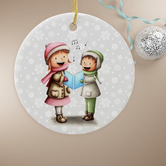 Festliche Kinder singen Weihnachtslieder Keramik Ornament