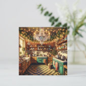 Festliche Kitsch Retro Küche Weihnachten Karte (Stehend Vorderseite)