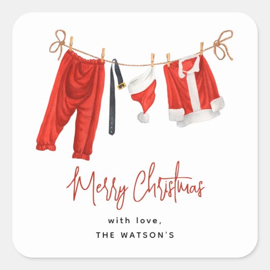 Festliche Kleidung Weihnachten Quadratischer Aufkleber (Vorderseite)
