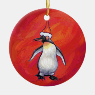 Festliche Köpfe und Schwänze Pinguin Keramik Ornament