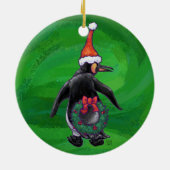 Festliche Köpfe und Schwänze Pinguin Keramik Ornament (Hinten)