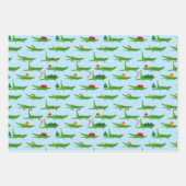 Festliche Krokodile in Weihnachtskostümmuster Geschenkpapier Set (Vorderseite)