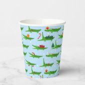 Festliche Krokodile in Weihnachtskostümmuster Pappbecher (Links)