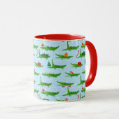 Festliche Krokodile in Weihnachtskostümmuster Tasse (VorderseiteRechts)