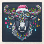 festliche Kuh Glasuntersetzer (Vorderseite)