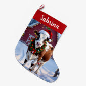 Festliche Kuh Land Weihnachten Personalisiert Großer Weihnachtsstrumpf (Vorderansicht (hängend))