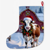 Festliche Kuh Land Weihnachten Personalisiert Großer Weihnachtsstrumpf (Rückseite)