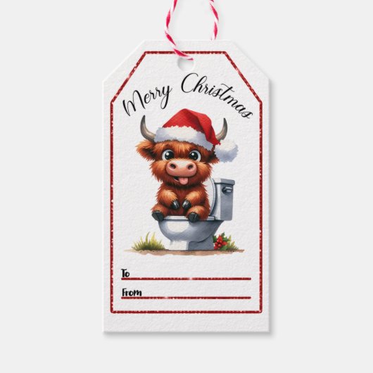 Festliche Kuhtoilettenmarke für Weihnachten Geschenkanhänger (Vorderseite)