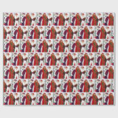 Festliche Kunst Deko Retro Vintage Weihnachtsfraue Geschenkpapier (Flach)