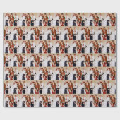 Festliche Kunst Deko Retro Vintage Weihnachtsfraue Geschenkpapier (Flach)