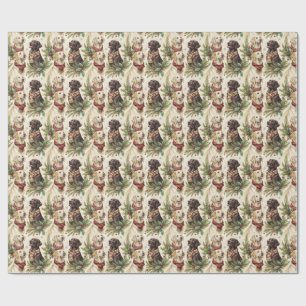 Festliche Labrador-Hunde Weihnachts-Wasserfarbe Geschenkpapier