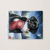 Festliche Labrador Retriever Dog Weihnachtsfeierta Puzzle (Horizontal)