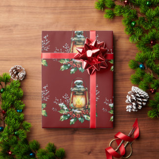 Festliche Laterne, eingebettet in Stechpalme – Sai Geschenkpapier