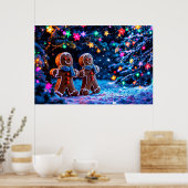 Festliche Lebkuchenmänner Schneefanke Poster (Küche)