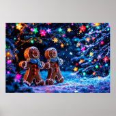 Festliche Lebkuchenmänner Schneefanke Poster (Vorne)