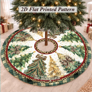 Festliche Leopard Coquette Weihnachtsbögen Polyester Weihnachtsbaumdecke