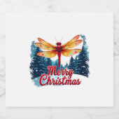 Festliche Libelle Schaumweinetikett (Einzelnes Label)