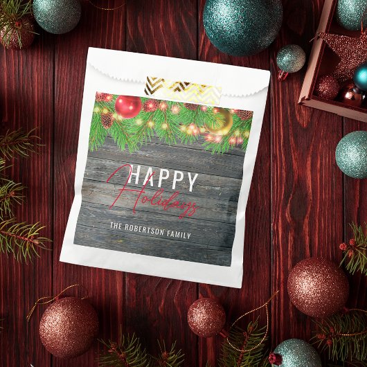 Festliche Lichter Baubles Rustikaler Urlaub Weihna Geschenktütchen