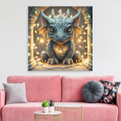 Festliche Lichter Chibi Gargoyle Dragon Leinwanddruck (Insitu (Wohnzimmer))