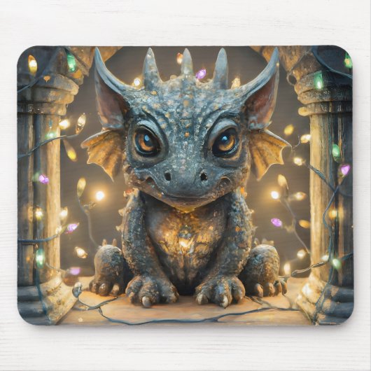 Festliche Lichter Chibi Gargoyle Dragon Mousepad (Vorne)