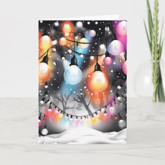 Festliche Lichter Feiertagskarte (Vorderseite)