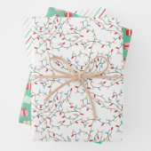 Festliche Lichter & Geschenke & Streifen Weihnacht Geschenkpapier Set (Beispiel)