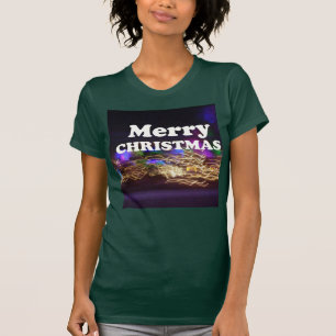 Festliche Lichtspuren Frohe Weihnachten Feuerwerk  T-Shirt