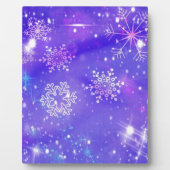 Festliche Lila Schneeflocke Sterne Party Fotoplatte (Vorderseite)