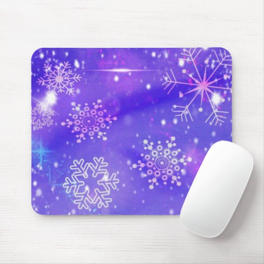Festliche Lila Schneeflocke Sterne Party Mousepad (Mit Mouse)