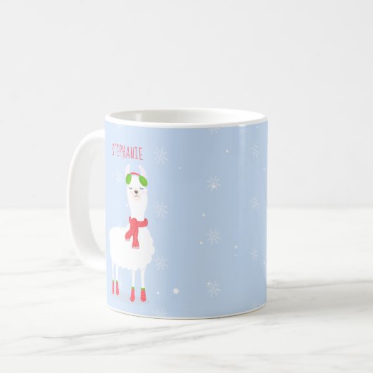 Festliche Llama Weihnachten Zwei-Tone-Kaffee-Tasse Kaffeetasse (Vorderseite Links)