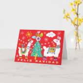 Festliche Llamas Weihnachtsbaum Spanisch Karte (Gelbe Blume)