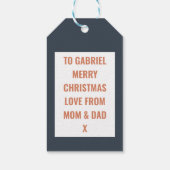 festliche lustige niedliche Pinguine personalisier Geschenkanhänger (Rückseite)